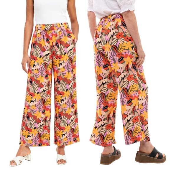 NWOT Loft Pull On Wide Leg Pants Tropical Floral Bloom Size Small - Picture 7 of 7